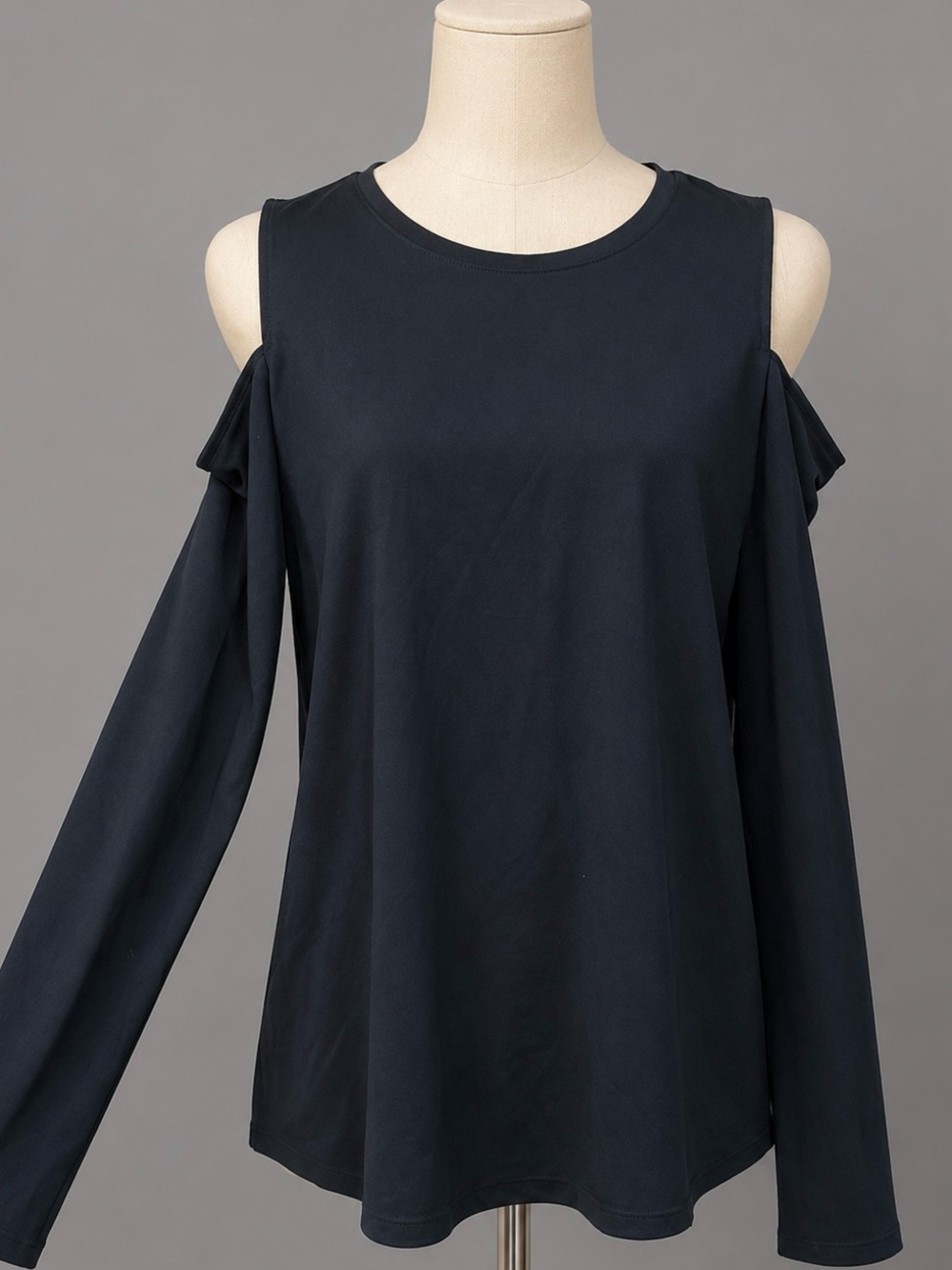 Halogen Black Cold Shoulder Long Sleeve Stretch Blouse Top Size M